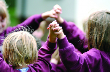 School children playing